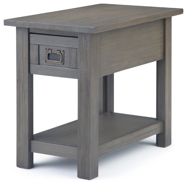 Monroe Solid Acacia Wood 14" Rustic Narrow Side Table – Rustic – Side With Rustic Gray End Tables (View 14 of 20)