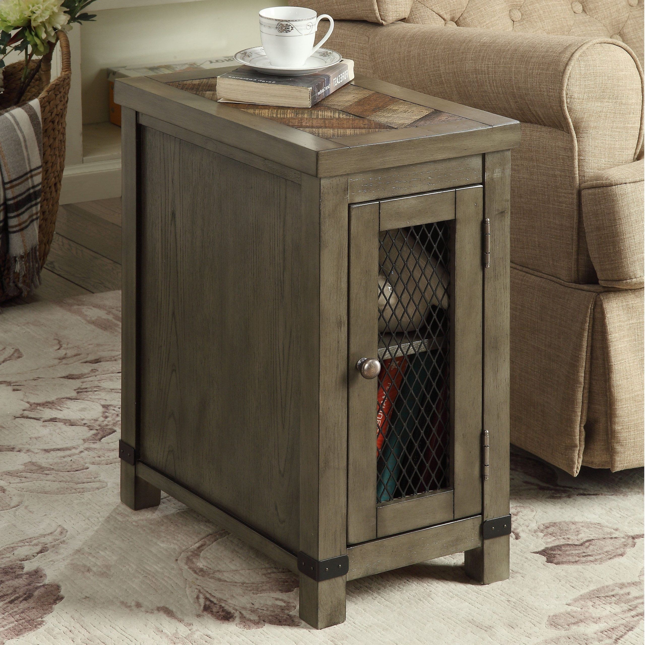 Nate Rustic Grey Charging Side Tablefoa (grey), Black, Furniture Of Throughout Rustic Gray End Tables (View 3 of 20)