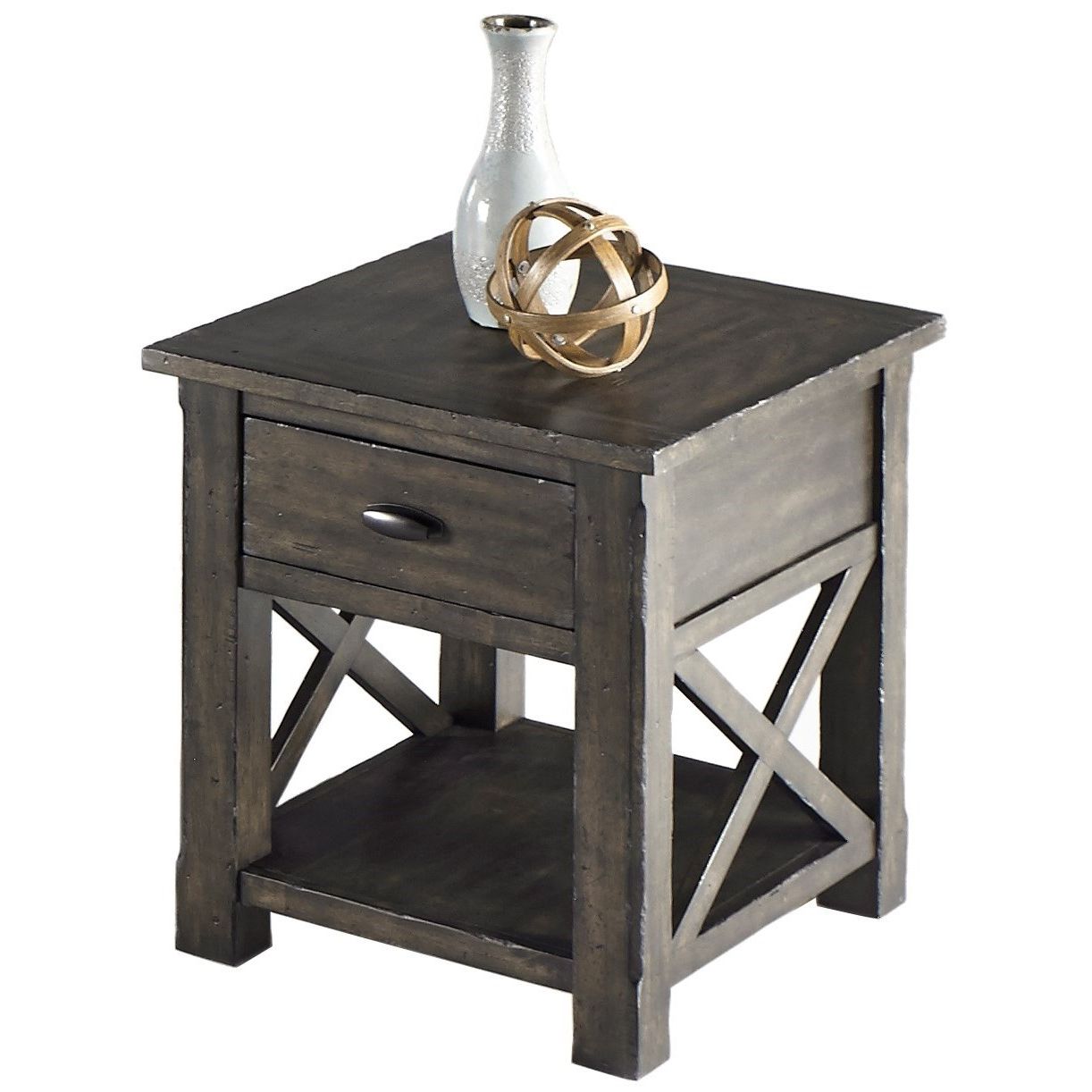 Progressive Furniture Crossroads Rustic Rectangular End Table In Gray Inside Rustic Gray End Tables (View 7 of 20)