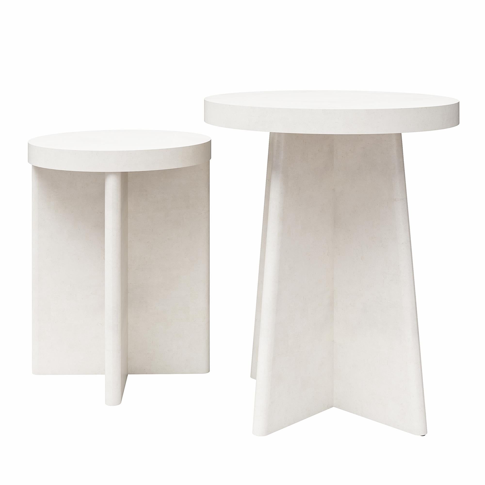 Queer Eye Liam Round End Tables, Set Of 2, Plaster – Walmart Inside Liam Round Plaster Coffee Tables (Gallery 16 of 20)