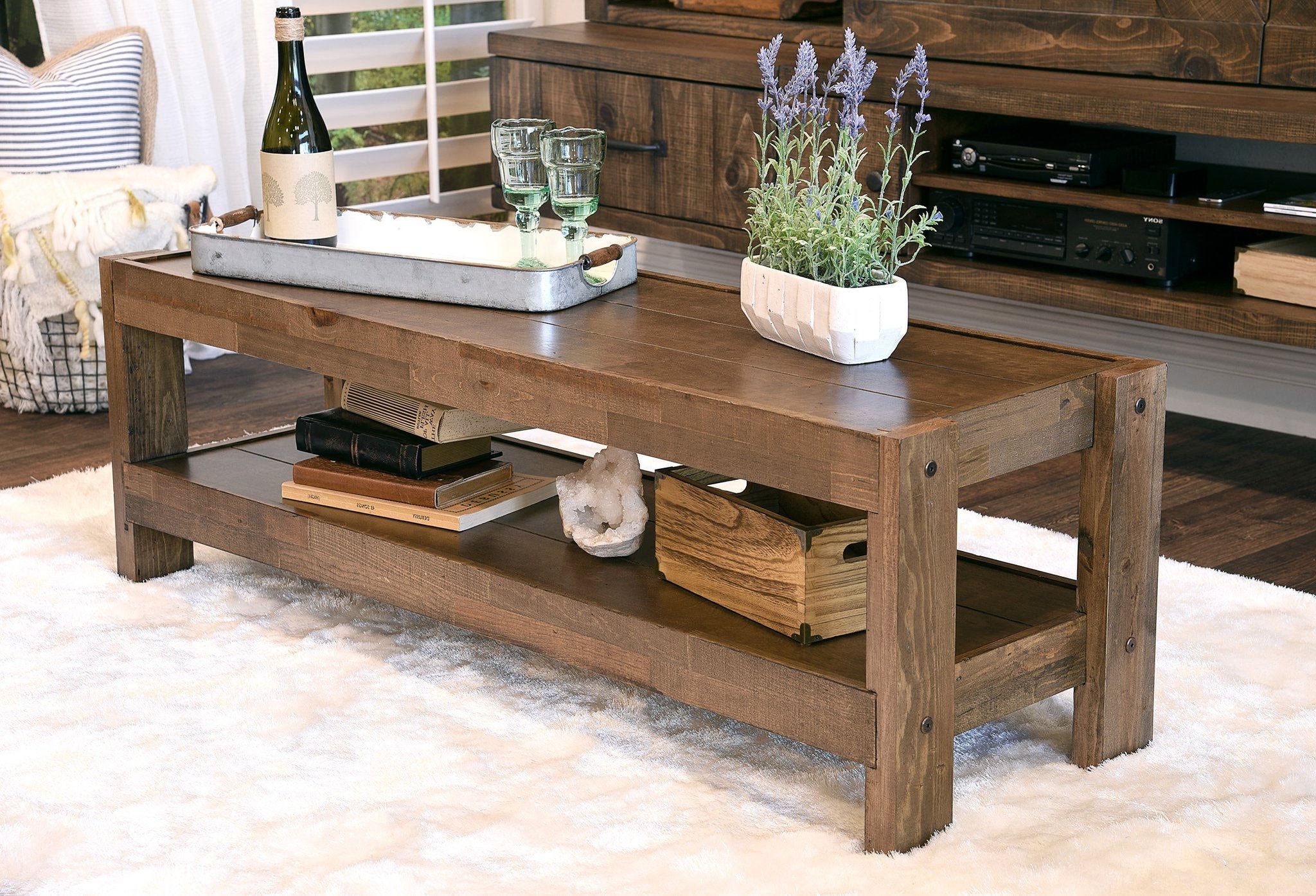 Reclaimed Wood Coffee Table Rustic Barn Wood Style | Etsy For Rustic Wood Coffee Tables (Gallery 4 of 20)