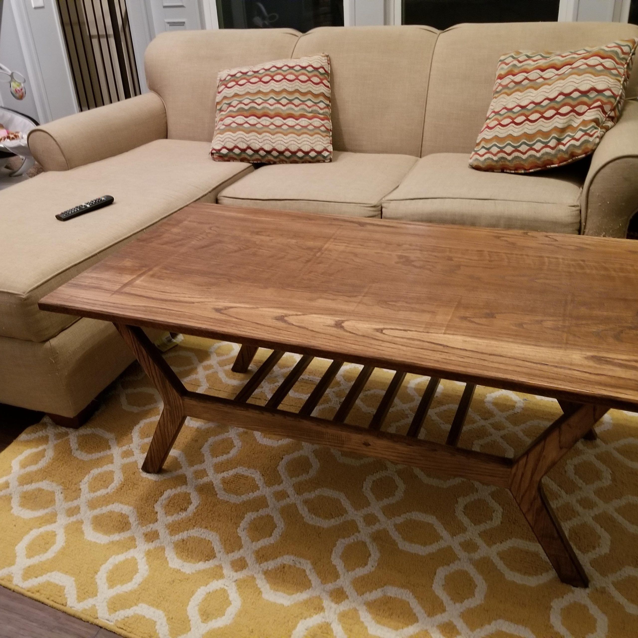 Red Oak Mid Century Modern Coffee Table (View 18 of 20)
