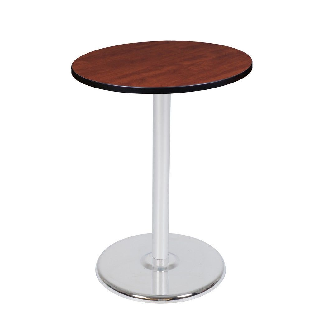 Regency Cain Cafe High 30" Round Platter Base Table  Cherry/ Chrome For Regency Cain Steel Coffee Tables (View 6 of 20)