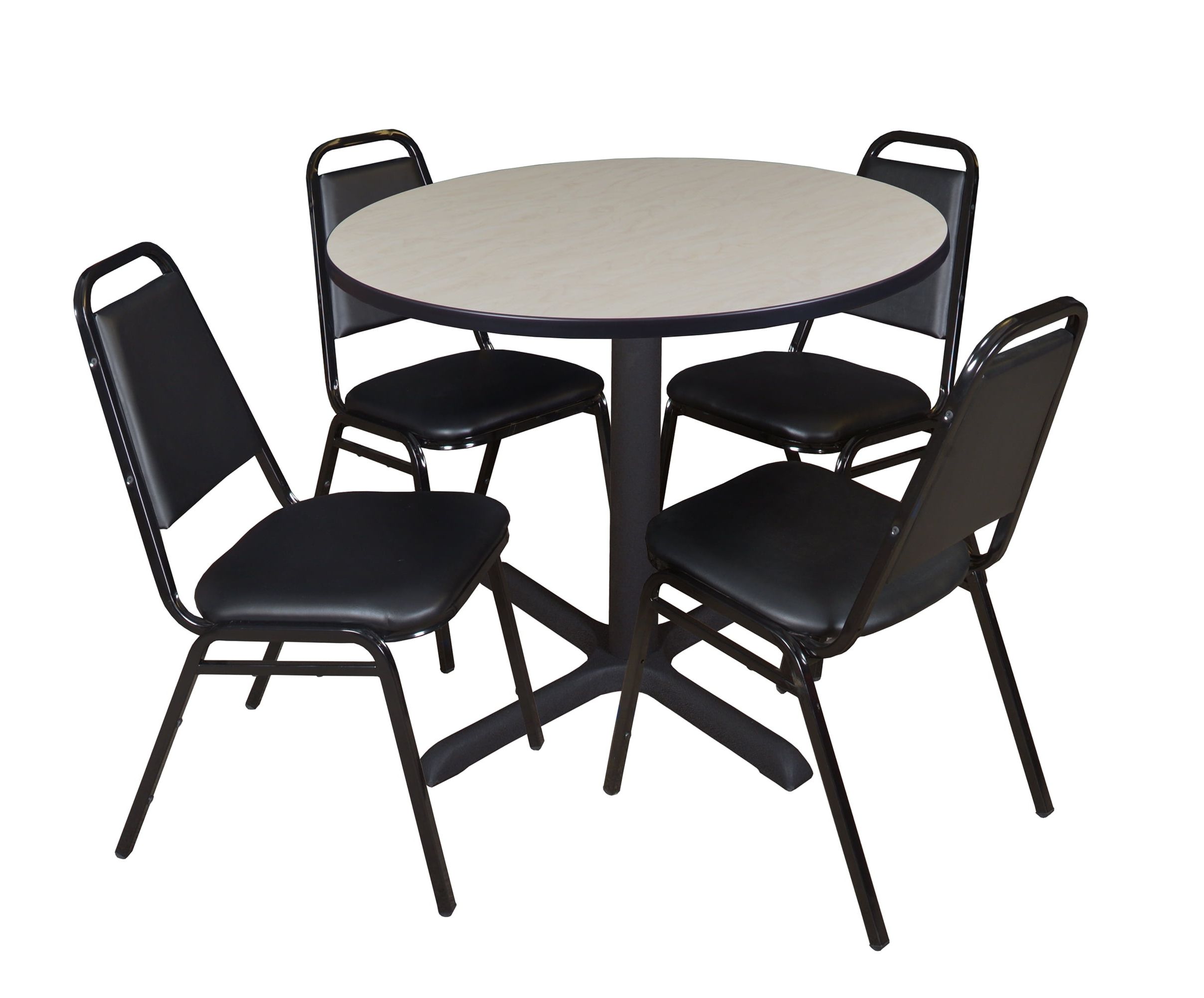 Regency Cain Round Breakroom Table With 4 Stackable Restaurant Chairs Pertaining To Regency Cain Steel Coffee Tables (View 16 of 20)