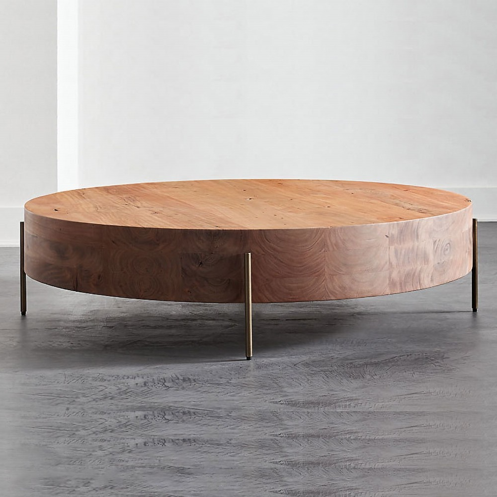 Retro Round Coffee Table With Solid Wood Tabletop Metal Legs In 2021 With Regard To Coffee Tables With Solid Legs (Gallery 5 of 20)