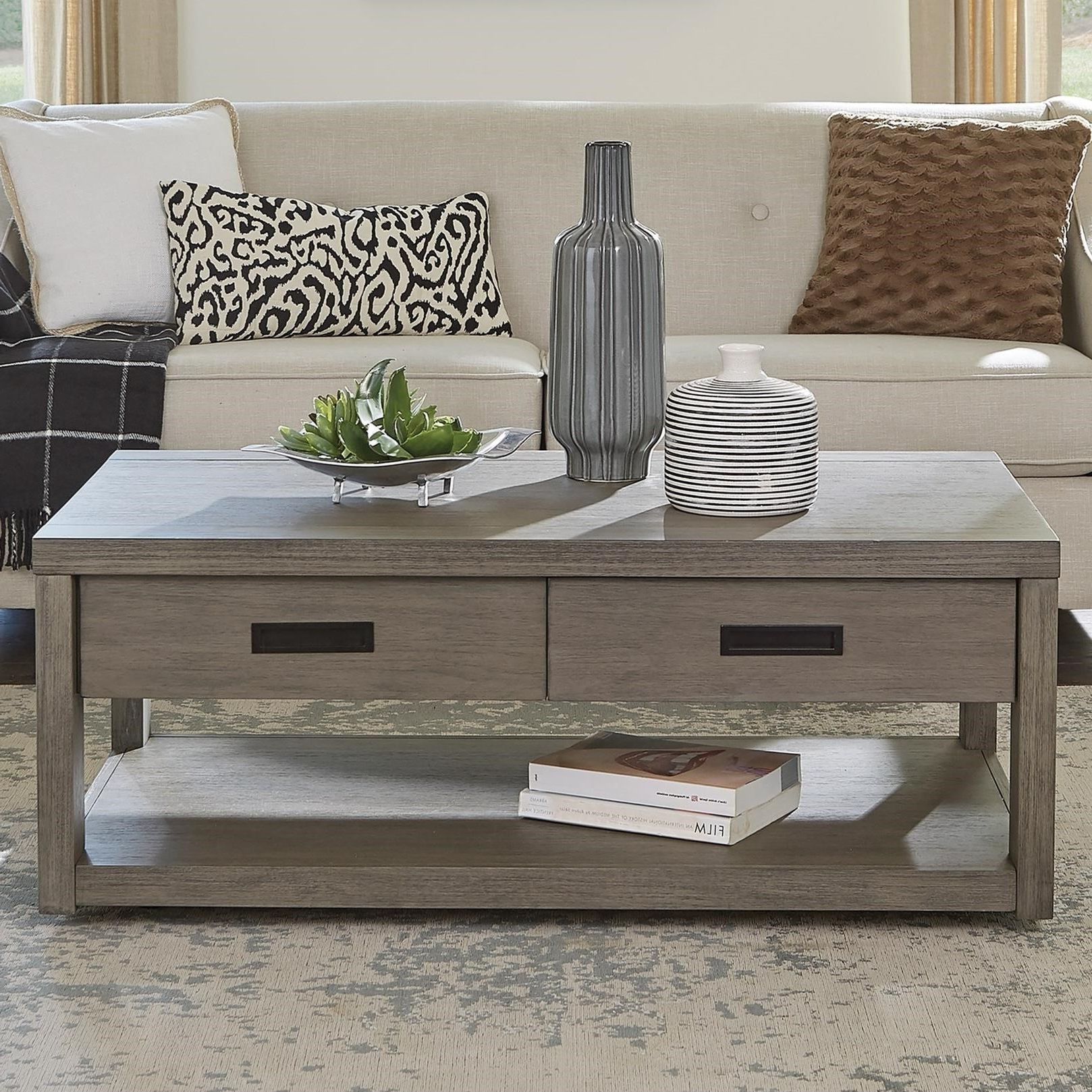 Riverside Furniture Riata Gray Rectangular Cocktail Table W/ Casters In Gray Coastal Cocktail Tables (View 3 of 20)