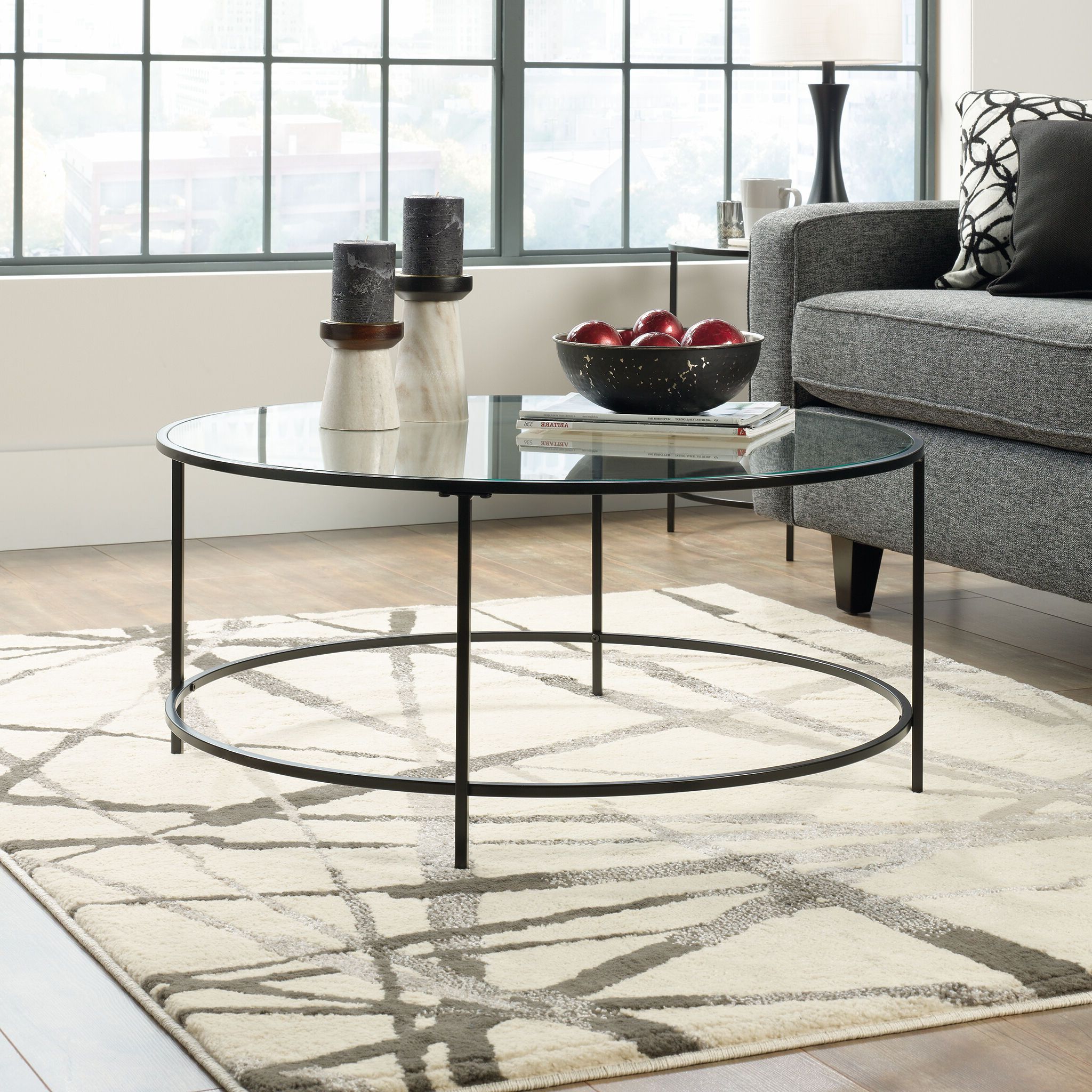 Round Contemporary Coffee Table In Black | Mathis Brothers Furniture With Regard To Full Black Round Coffee Tables (View 2 of 20)