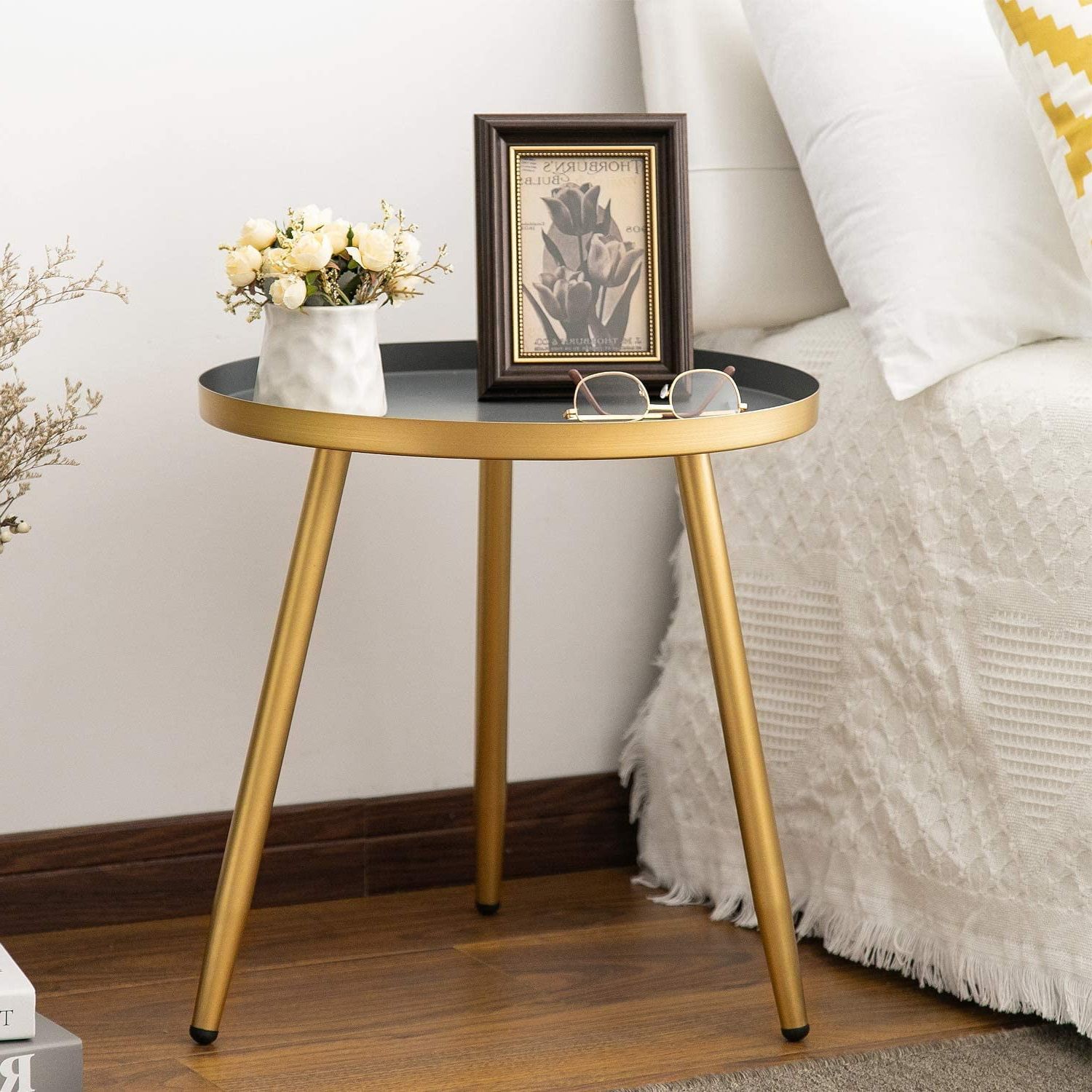 Round Side Table, Metal End Table, Nightstand/small Tables For Living Regarding Metal Side Tables For Living Spaces (Gallery 4 of 20)