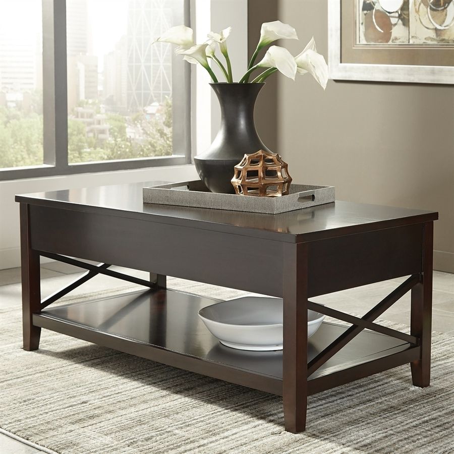 Scott Living Espresso Poplar Wood Rectangular Coffee Table At Lowes With Regard To Espresso Wood Finish Coffee Tables (View 4 of 20)