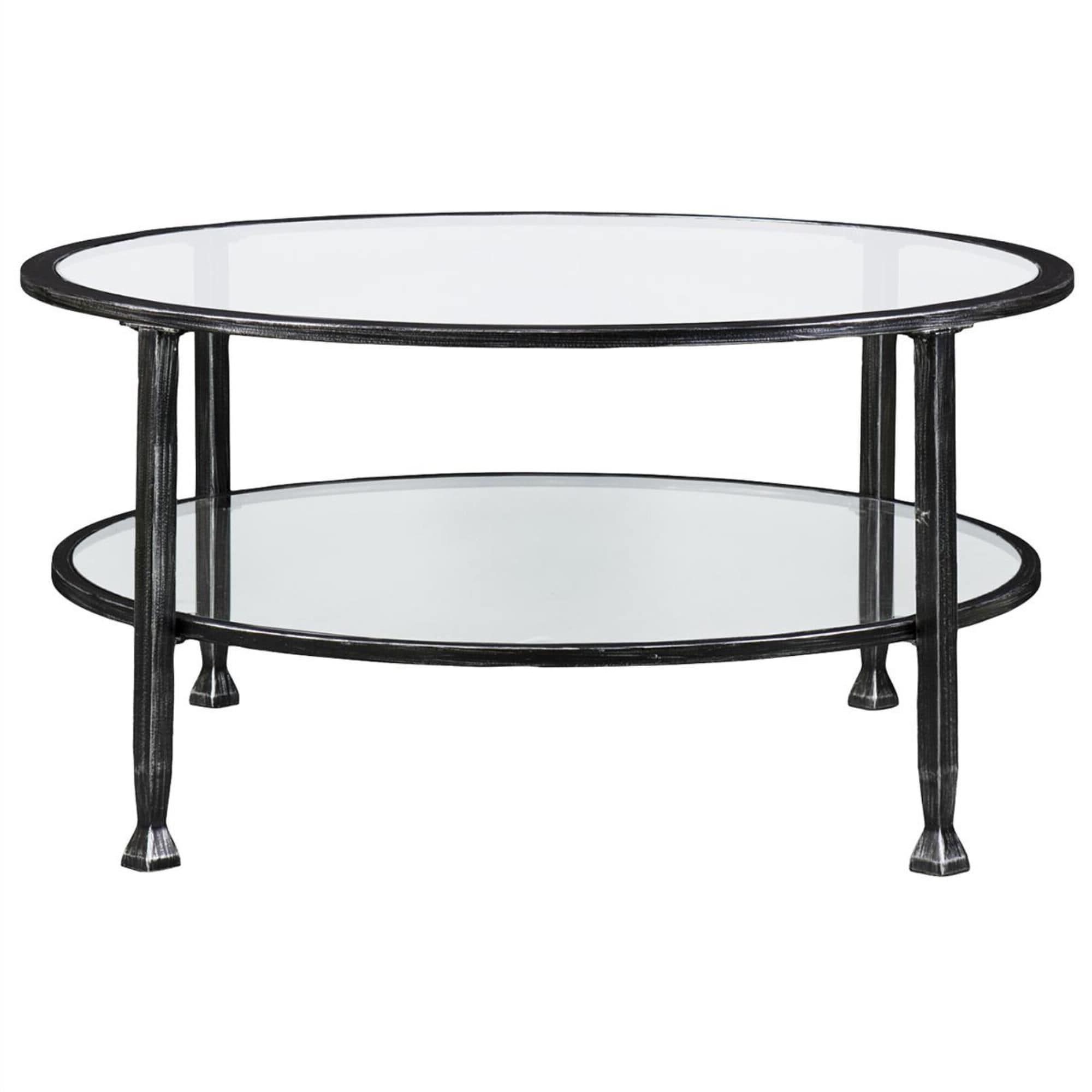 Southern Enterprises Jaymes Round Coffee Table In Distressed Black And In Southern Enterprises Larksmill Coffee Tables (View 11 of 20)