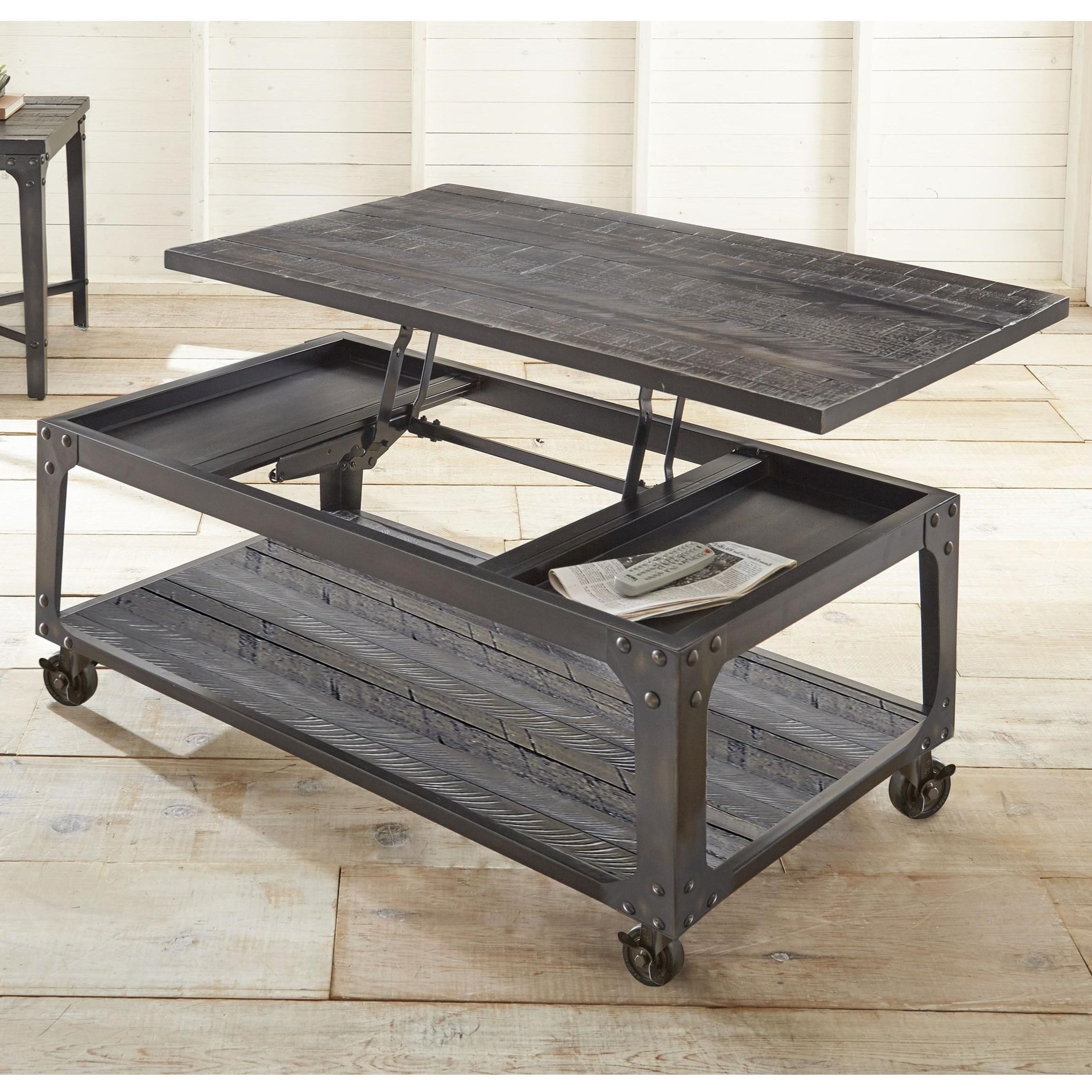 Steve Silver Sherlock Lift Top Cocktail Table With Casters | Wilson's Pertaining To Coffee Tables With Casters (View 5 of 20)