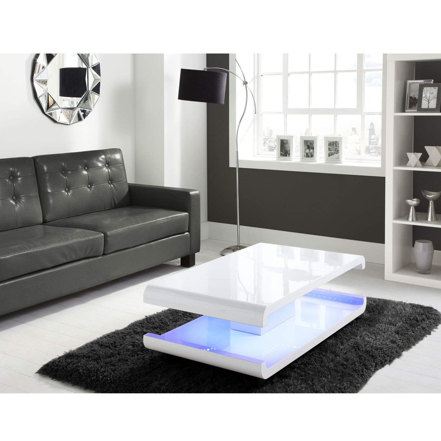Tiffany White High Gloss Coffee Table With Led Lighting | Furniture123 Throughout Coffee Tables With Led Lights (Gallery 18 of 20)