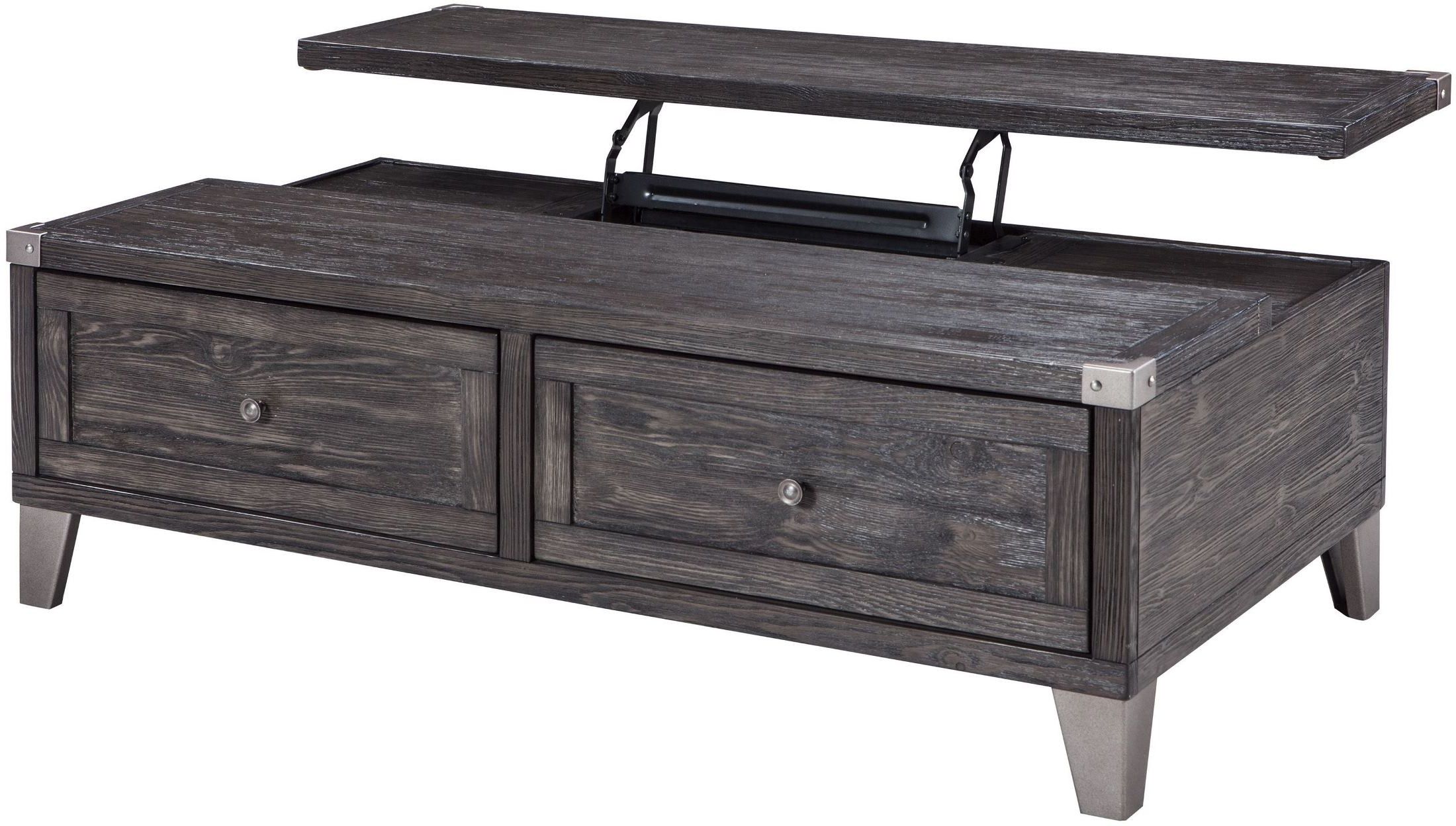Todoe Dark Gray Lift Top Cocktail Table From Ashley | Coleman Furniture Within Gray Coastal Cocktail Tables (View 6 of 20)