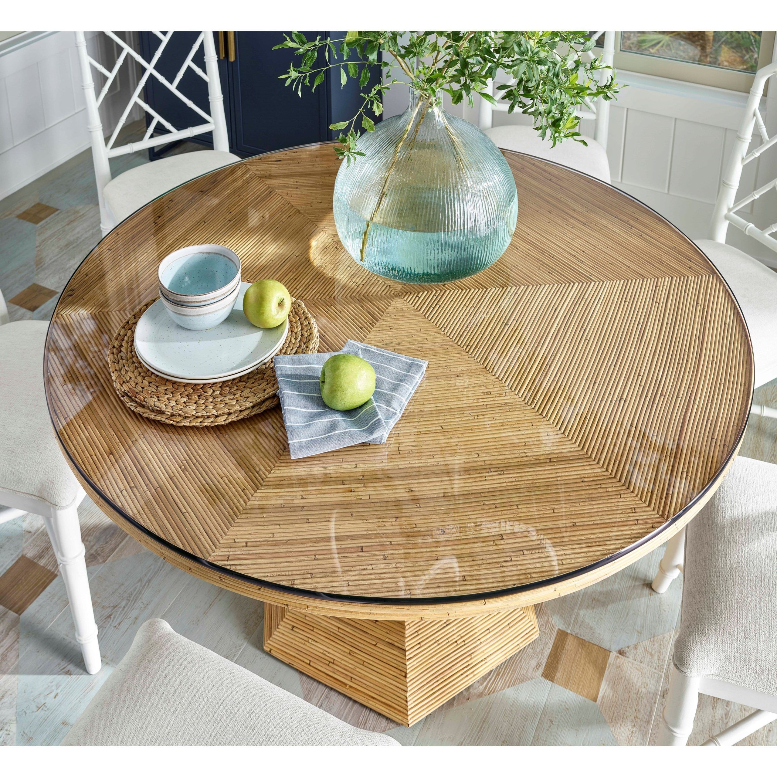 Universal Coastal Living Home – Getaway Tropical Round Dining Table Inside Gray Coastal Cocktail Tables (View 16 of 20)