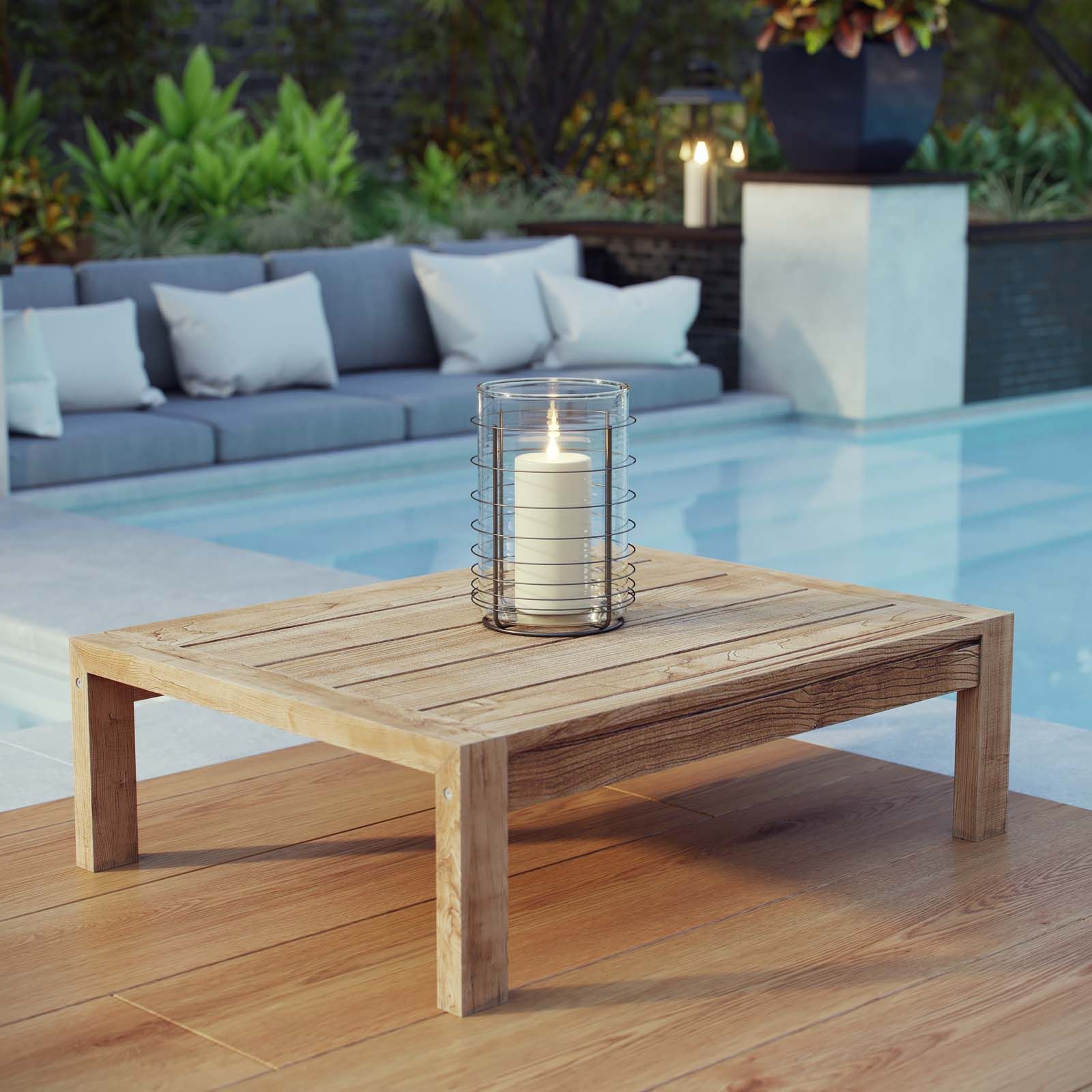 Upland Outdoor Patio Wood Coffee Table Natural Pertaining To Modern Outdoor Patio Coffee Tables (View 11 of 20)