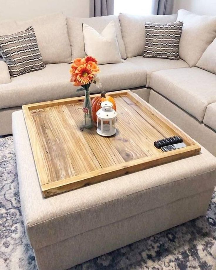 Wood Ottoman Tray, Oversized Ottoman Coffee Table, Large Wooden Tray Inside Coffee Tables With Trays (View 18 of 20)