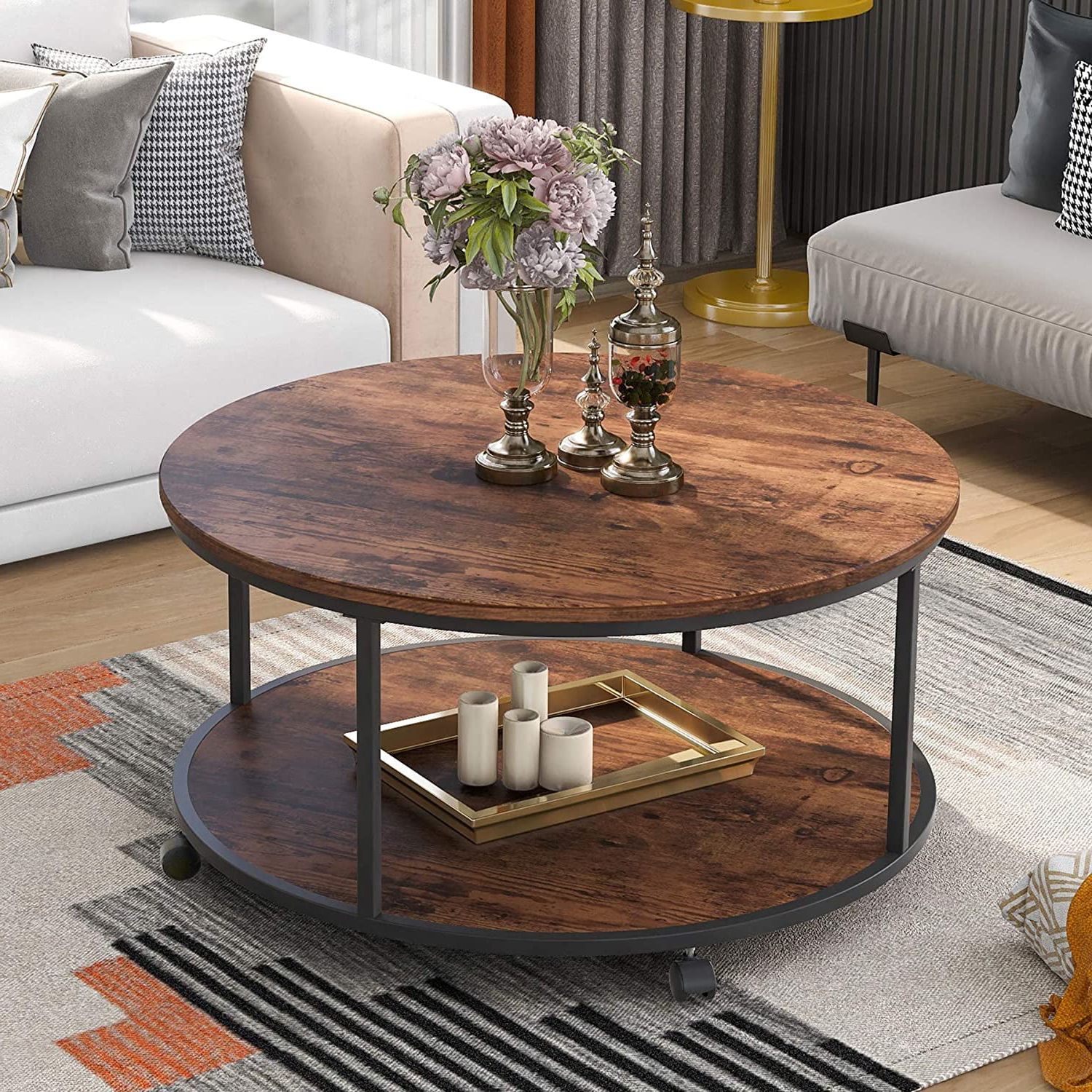 Wooden Coffee Table Designs For Living Room – Round Coffee Table Regarding Brown Rustic Coffee Tables (View 10 of 20)