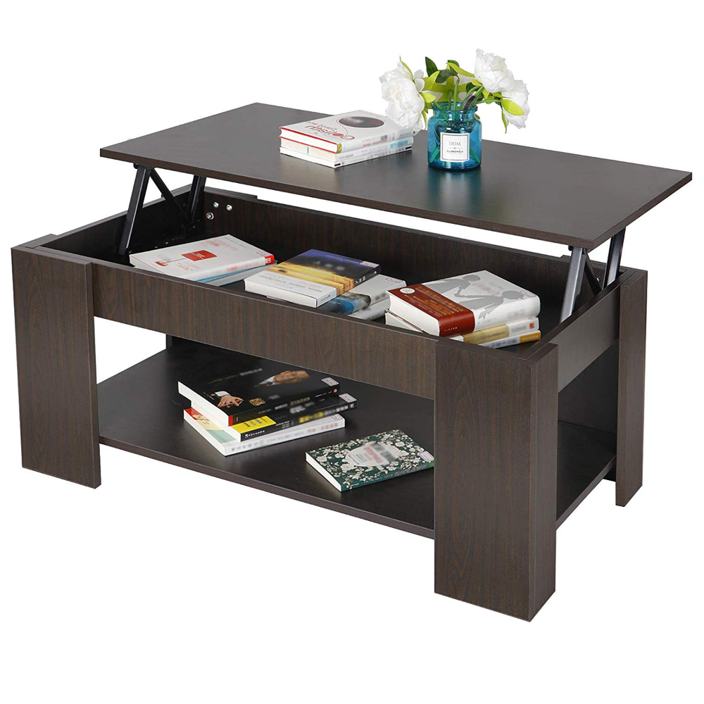 Zeny Coffee Table With Lift Top Hidden Compartment And Storage Shelves With Modern Coffee Tables With Hidden Storage Compartments (View 16 of 20)