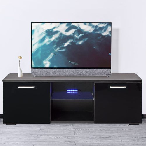 Ktaxon Modern High Gloss Tv Stands With Led Drawer And Shelves (Photo 12 of 20)