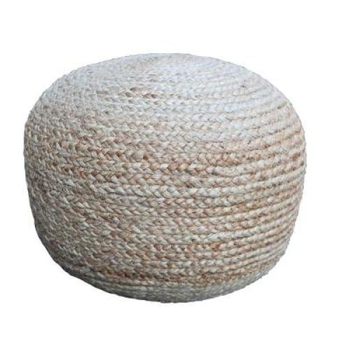 Navy And Dark Brown Jute Pouf Ottomans (Photo 20 of 20)