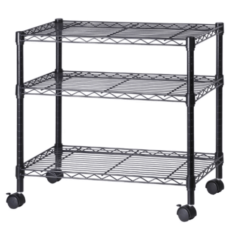 Modern Black Tv Stands On Wheels With Metal Cart (Photo 17 of 20)