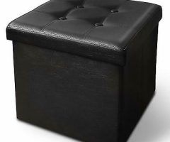 2024 Latest Black Faux Leather Cube Ottomans