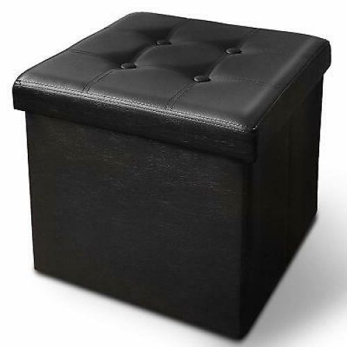 Black Faux Leather Cube Ottomans (Photo 1 of 17)