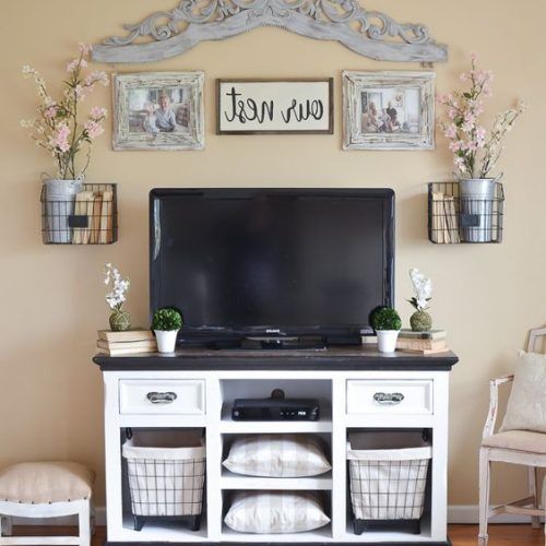 Rustic Grey Tv Stand Media Console Stands For Living Room Bedroom (Photo 11 of 20)