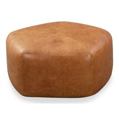 Weathered Gold Leather Hide Pouf Ottomans (Photo 1 of 20)