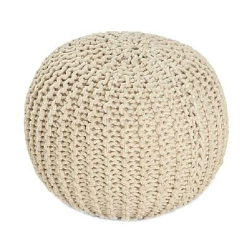 Cream Cotton Knitted Pouf Ottomans (Photo 9 of 20)
