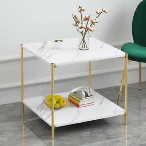 Square Black And Brushed Gold Console Tables (Photo 9 of 20)
