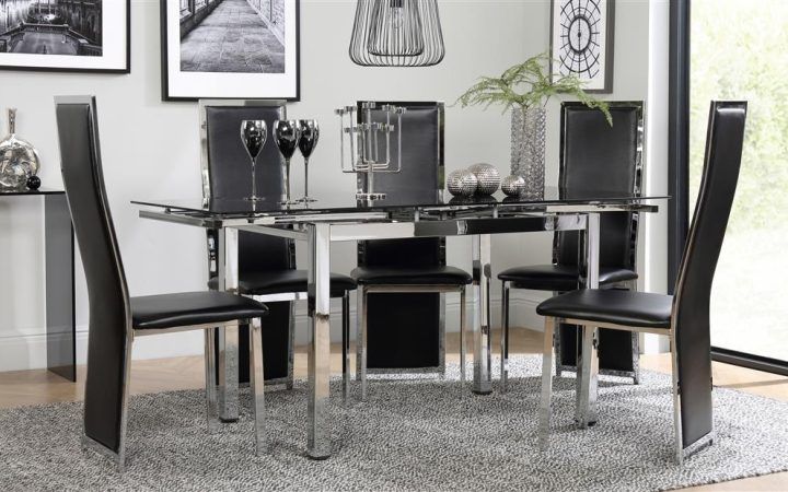 The Best Black Glass Extending Dining Tables 6 Chairs