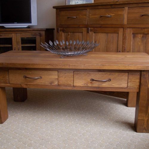 Rustic Oak Coffee Table With Drawers (Photo 14 of 20)