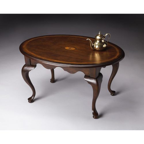 Winslet Cherry Finish Wood Oval Coffee Tables With Casters (Photo 8 of 20)