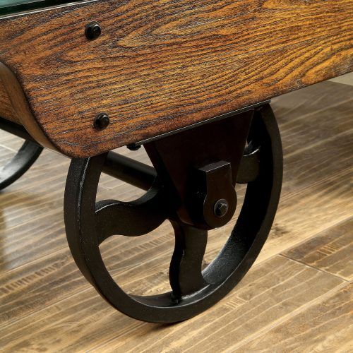 Furniture Of America Charlotte Weathered Oak Glass Top Coffee Tables (Photo 5 of 20)