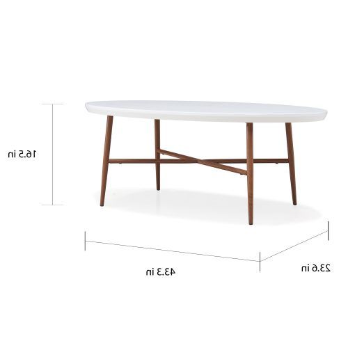 Handy Living Miami White Oval Coffee Tables With Brown Metal Legs (Photo 4 of 20)