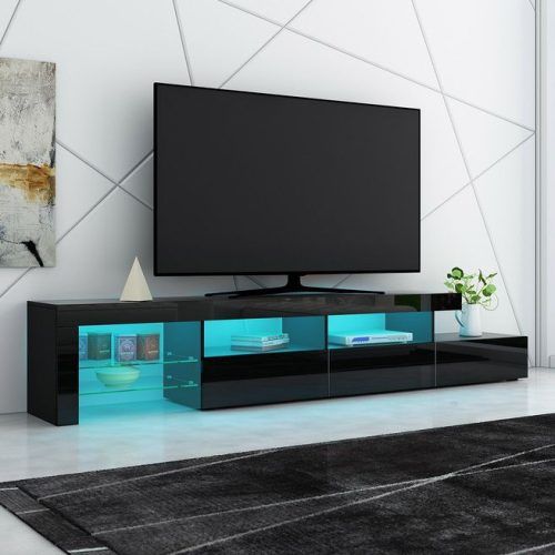 Ktaxon Modern High Gloss Tv Stands With Led Drawer And Shelves (Photo 7 of 20)