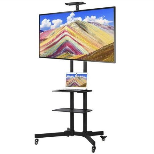 Easyfashion Adjustable Rolling Tv Stands For Flat Panel Tvs (Photo 7 of 20)