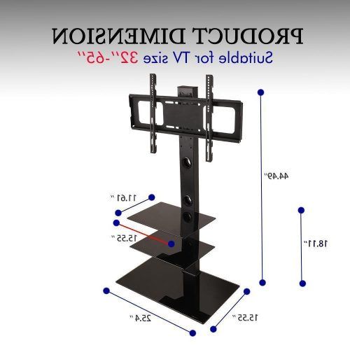 Rfiver Universal Floor Tv Stands Base Swivel Mount With Height Adjustable Cable Management (Photo 13 of 20)