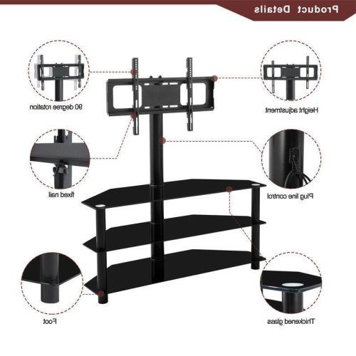 Rfiver Universal Floor Tv Stands Base Swivel Mount With Height Adjustable Cable Management (Photo 12 of 20)