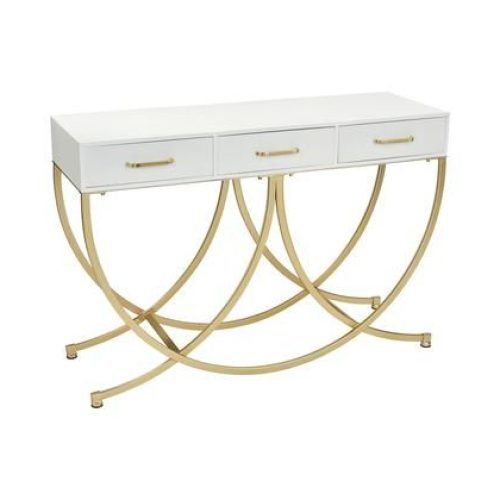 White Marble Gold Metal Console Tables (Photo 13 of 20)