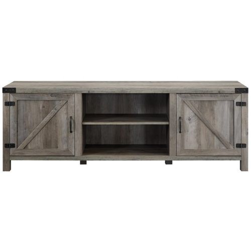 Modern Farmhouse Fireplace Credenza Tv Stands Rustic Gray Finish (Photo 8 of 20)