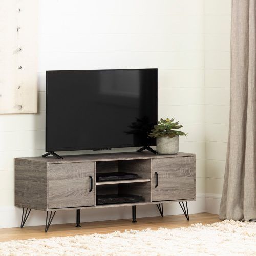 South Shore Evane Tv Stands With Doors In Oak Camel (Photo 6 of 20)
