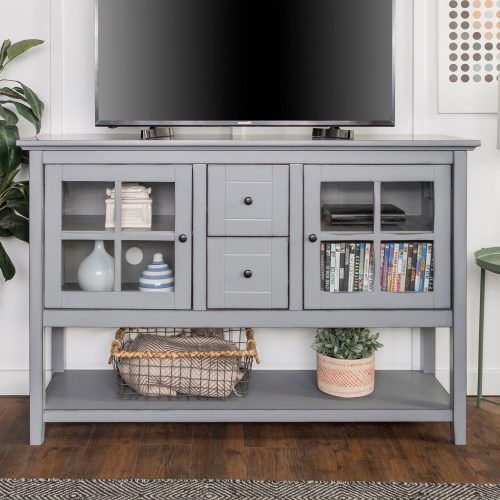 Tv Stands With Table Storage Cabinet In Rustic Gray Wash (Photo 4 of 20)
