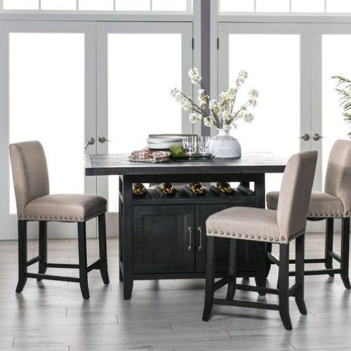 Jaxon Grey 5 Piece Extension Counter Sets With Fabric Stools (Photo 6 of 20)