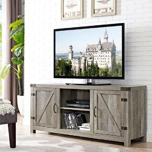 Tv Stands With Table Storage Cabinet In Rustic Gray Wash (Photo 6 of 20)