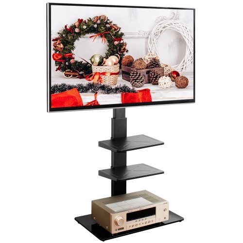 Modern Black Tv Stands On Wheels With Metal Cart (Photo 9 of 20)