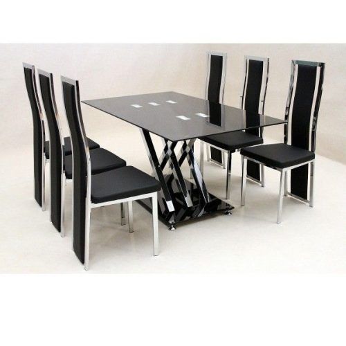 6 Seater Glass Dining Table Sets (Photo 8 of 20)