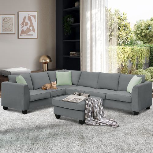 7-Seater Sectional Couch With Ottoman And 3 Pillows (Photo 1 of 20)