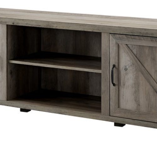 Jaxpety 58" Farmhouse Sliding Barn Door Tv Stands In Rustic Gray (Photo 5 of 20)